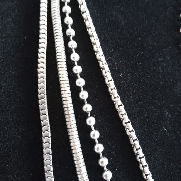 VTG 36" Stunning Boho Southwestern Silver Tone 4 Chain Filigree Dangle Necklace - Picture 7 of 14